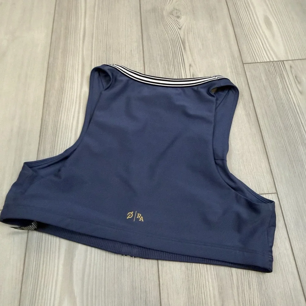 NWT Peloton X Robin Arzon XL Merit‎ V-Neck Button Henley Bra Indigo Blue